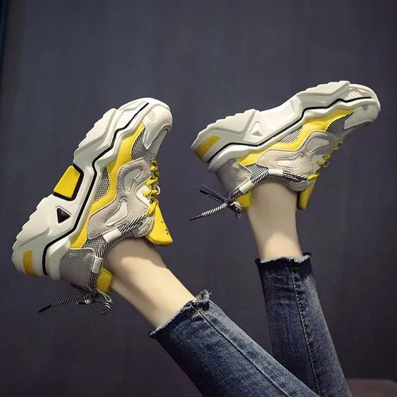 Trendy Color Block Mesh Breathable Sneaker Shoes