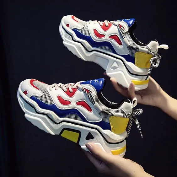Trendy Color Block Mesh Breathable Sneaker Shoes