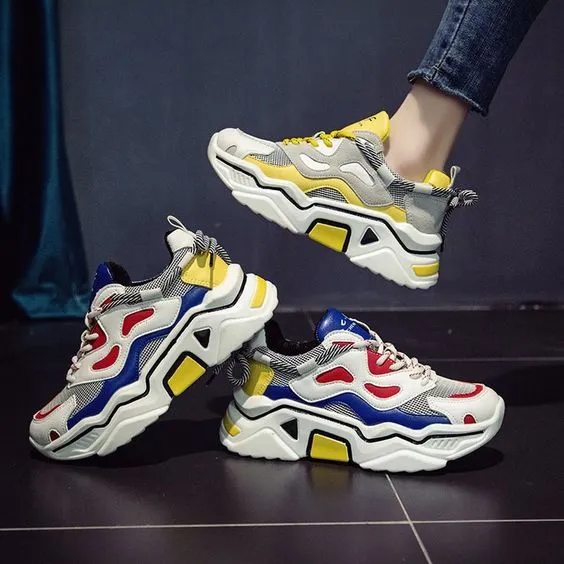 Trendy Color Block Mesh Breathable Sneaker Shoes