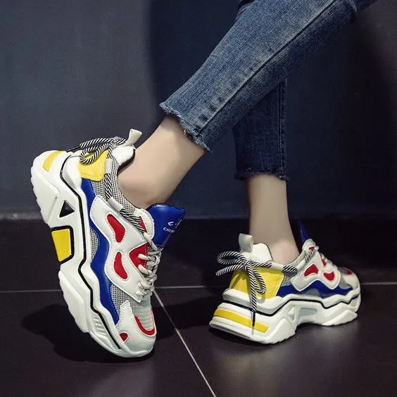 Trendy Color Block Mesh Breathable Sneaker Shoes