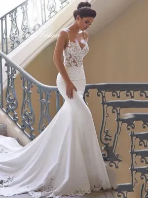 Wedding Dresses Sleeveless Bridal Gown Simple Plain Long