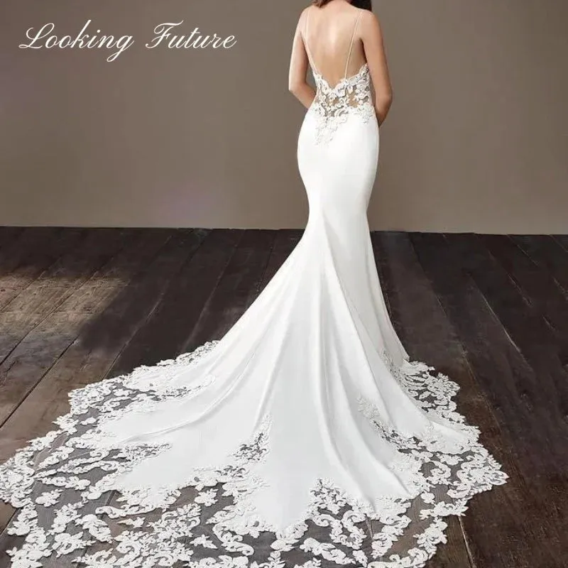 Wedding Dresses Sleeveless Bridal Gown Simple Plain Long