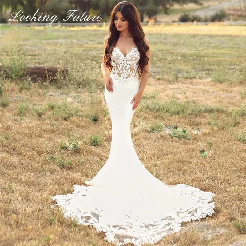 Wedding Dresses Sleeveless Bridal Gown Simple Plain Long