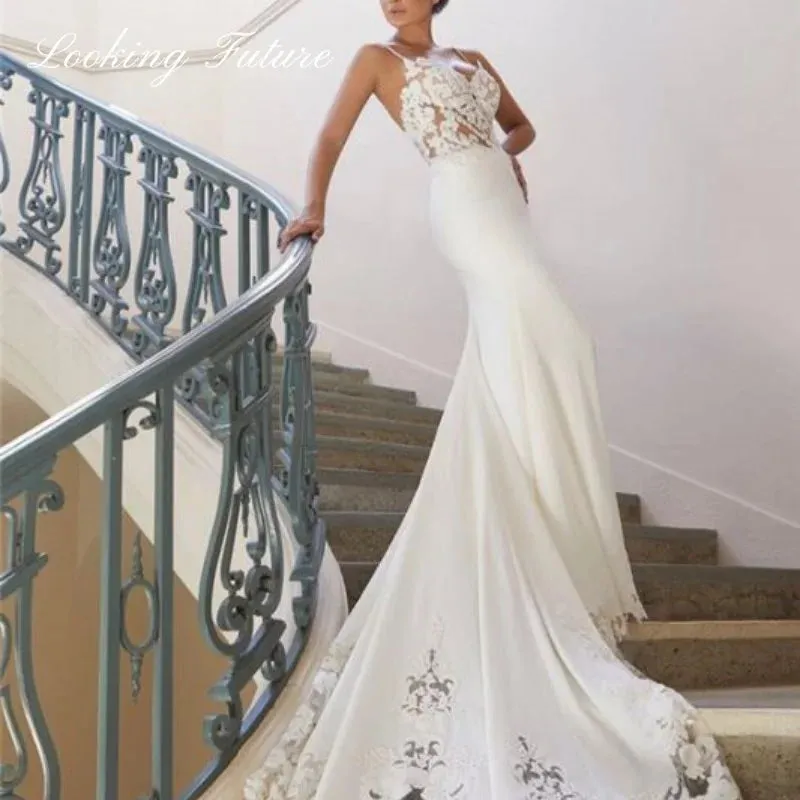 Wedding Dresses Sleeveless Bridal Gown Simple Plain Long