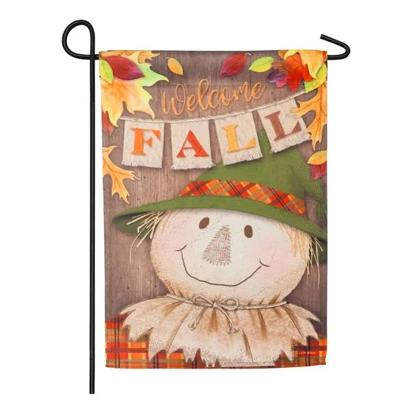 Welcome Fall Scarecrow Garden Suede Flag