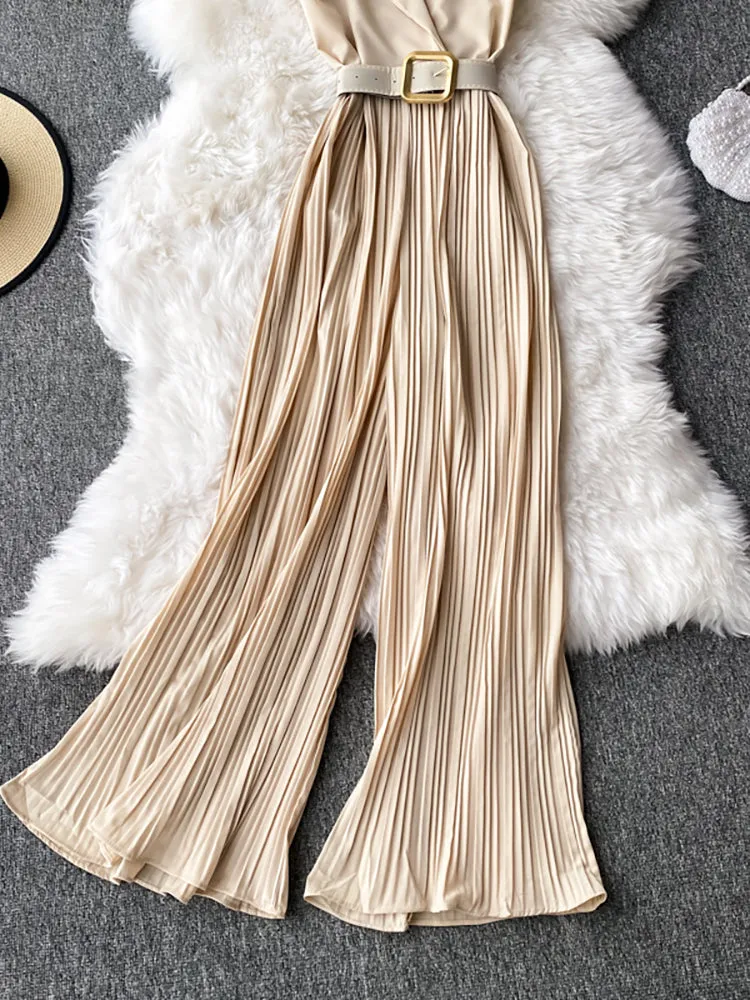 Women Sleeveless High Waist Jumpsuit Wide Leg Playsuits