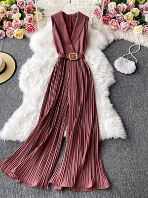 Women Sleeveless High Waist Jumpsuit Wide Leg Playsuits