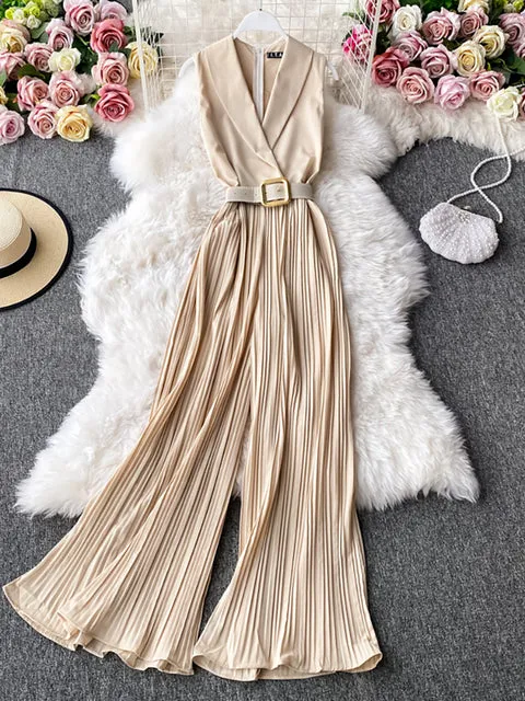 Women Sleeveless High Waist Jumpsuit Wide Leg Playsuits