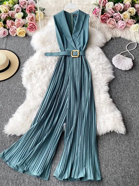 Women Sleeveless High Waist Jumpsuit Wide Leg Playsuits