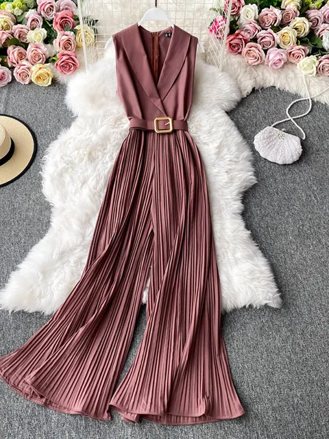 Women Sleeveless High Waist Jumpsuit Wide Leg Playsuits