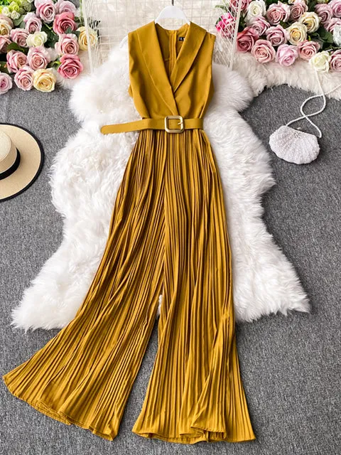 Women Sleeveless High Waist Jumpsuit Wide Leg Playsuits