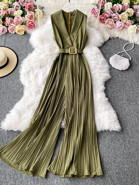 Women Sleeveless High Waist Jumpsuit Wide Leg Playsuits