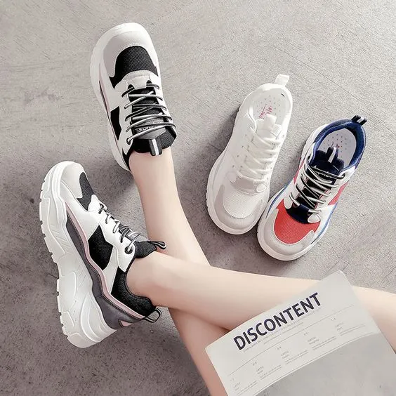 Women's Color Block Mesh Breathable Sneaker Shoes