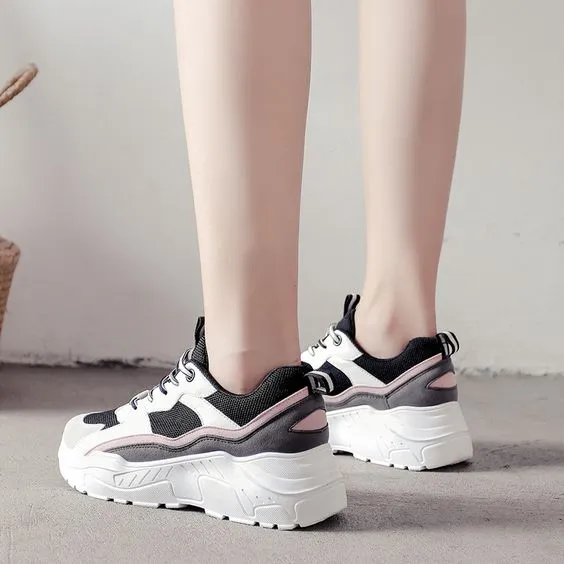 Women's Color Block Mesh Breathable Sneaker Shoes